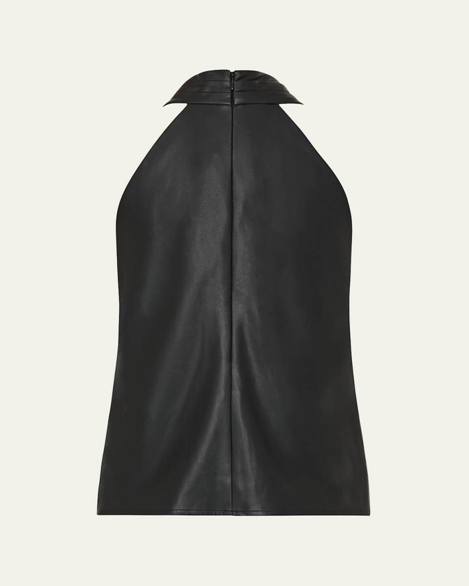 Preston Pleated Vegan Leather Halter Top